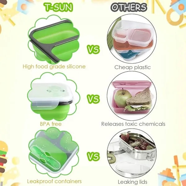 Small Silicone Collapsible Snacks Containerlid Lunch Contain