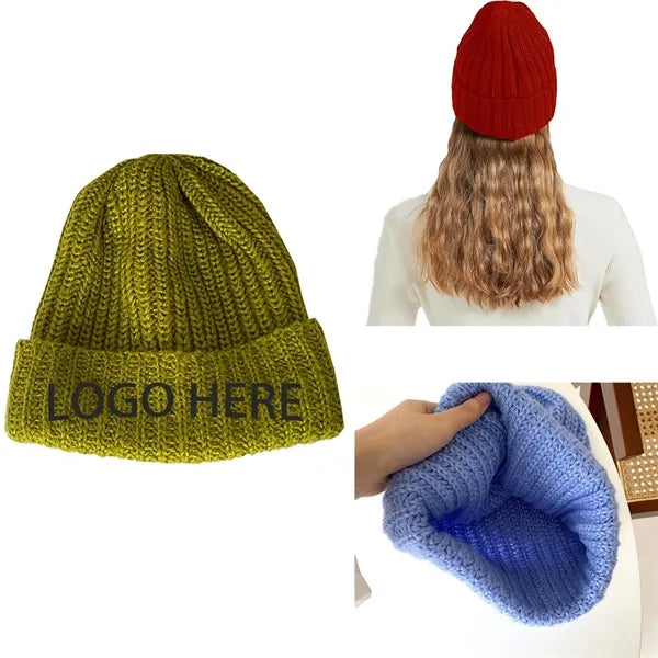 Winter Rib Knitted Beanie Skull Cap Snow Outdoor Gear Hat