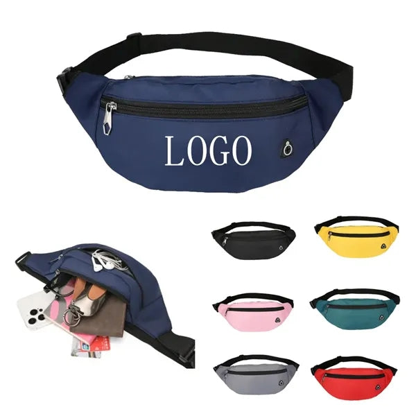 Sports Nylion Waist Belt Bag Fanny Pack w/Earphone Hole