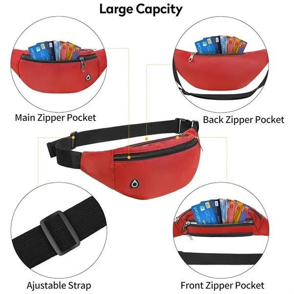Sports Nylion Waist Belt Bag Fanny Pack w/Earphone Hole