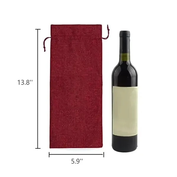 Christmas Custom Jute Wine Bottle Gift Drawstring Bags