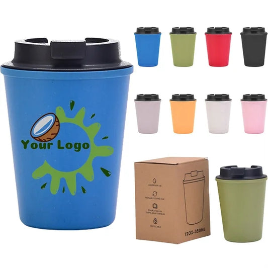 12oz Portable Wheat Straw Coffee Cup