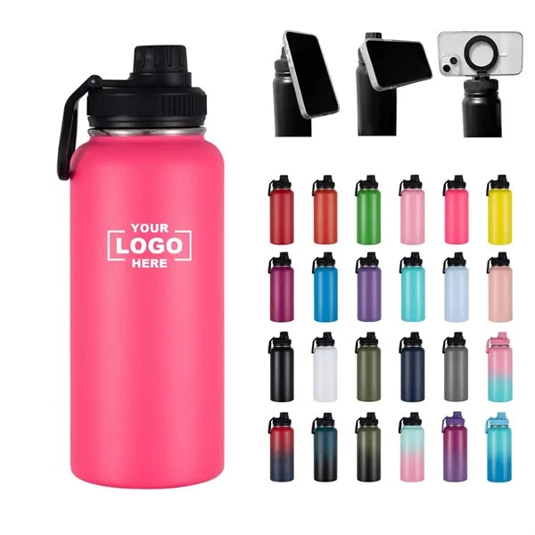 40 oz Stainless Steel Water Bottles W/ Magnetic Phone Holder