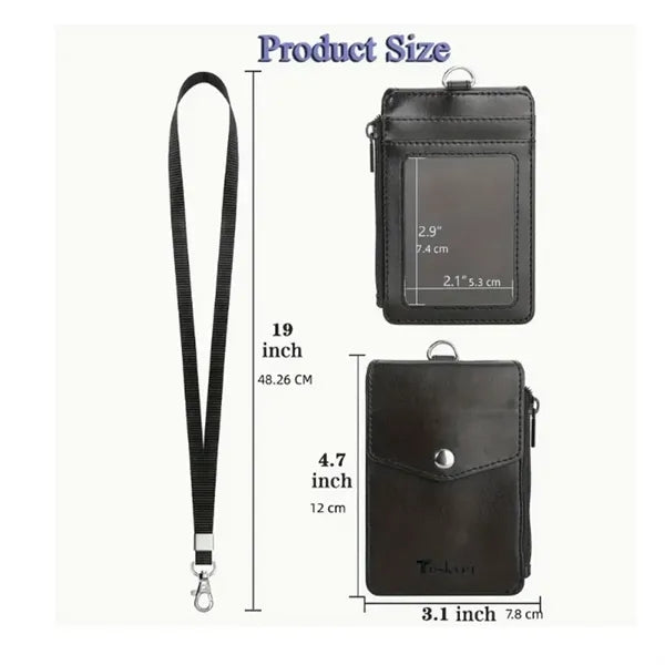 PU Card Holder Leather ID Badge Business Wallet Office Work