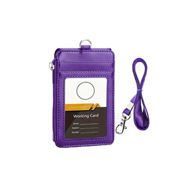 PU Card Holder Leather ID Badge Business Wallet Office Work