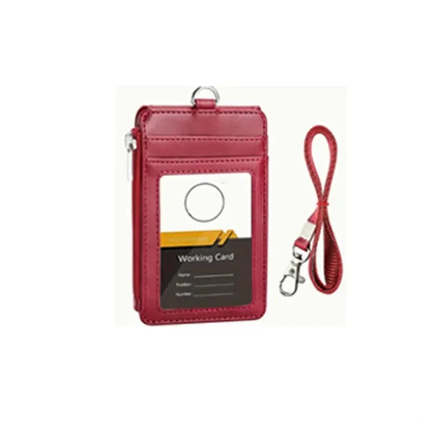 PU Card Holder Leather ID Badge Business Wallet Office Work