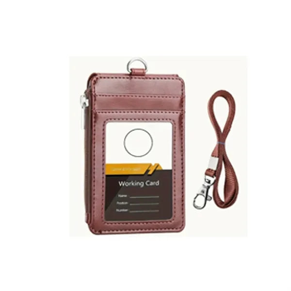 PU Card Holder Leather ID Badge Business Wallet Office Work