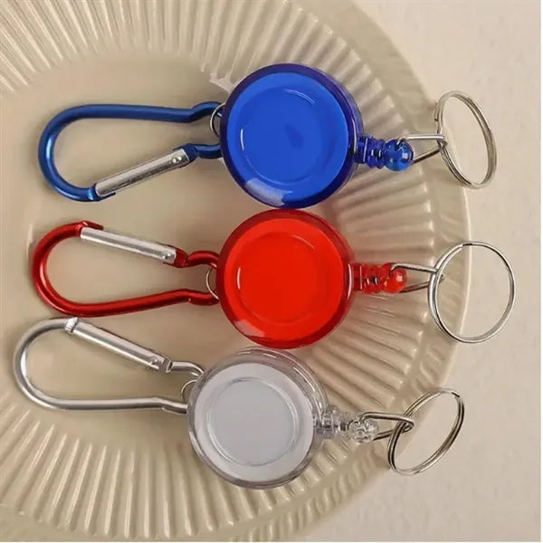 Stainless Steel Retractable Carabiner Recoil Chain Ring