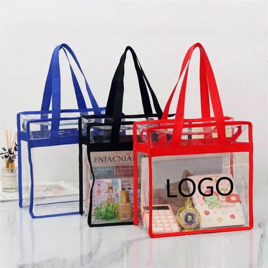 Clear PVC Large Capacity Stadium Tote Bag w/Zipper Closure