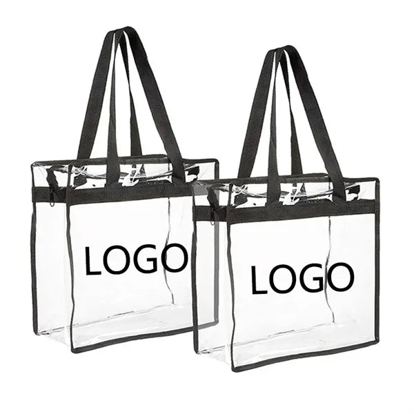 Clear PVC Large Capacity Stadium Tote Bag w/Zipper Closure