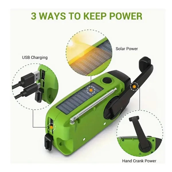 Portable Emergency Hand Crank Radio with LED Flashlight