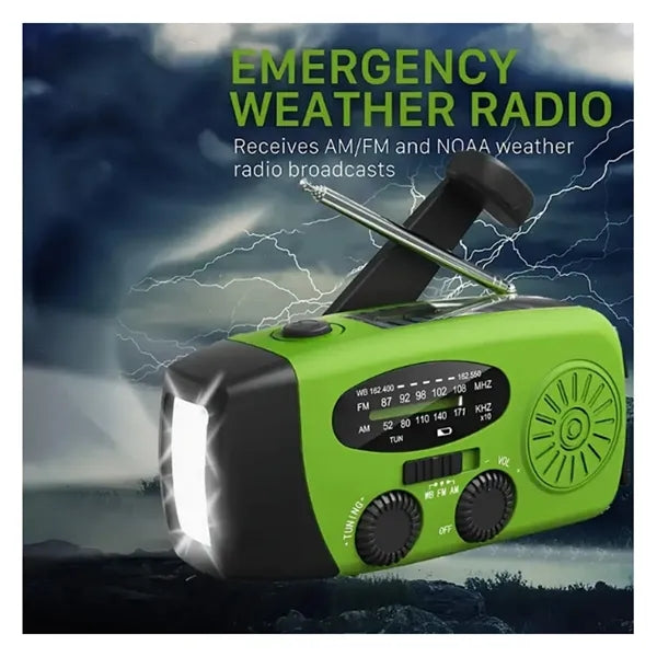 Portable Emergency Hand Crank Radio with LED Flashlight