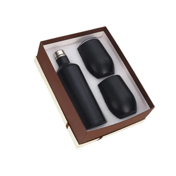 3-Piece Stainless Steel Wine Bottle Wine Glass Gift Box