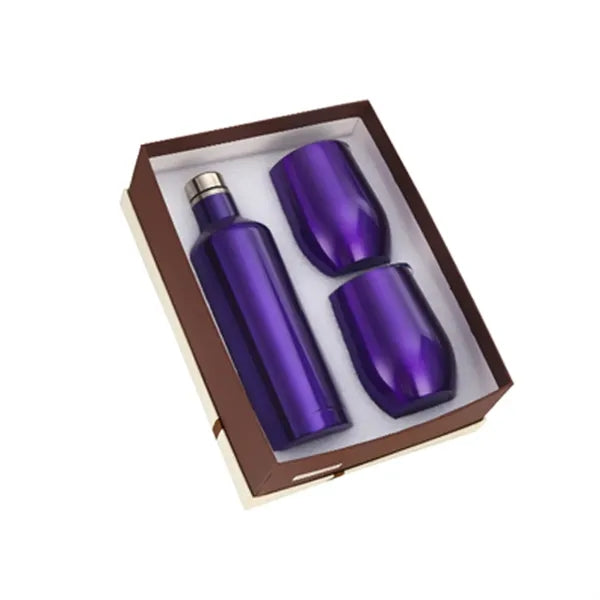 3-Piece Stainless Steel Wine Bottle Wine Glass Gift Box