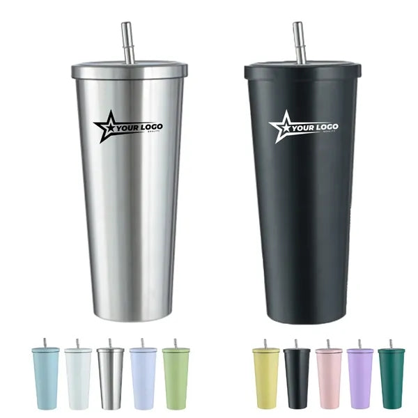 25oz Stainless Steel Straw Vacuum Tumbler For Wine Coffee