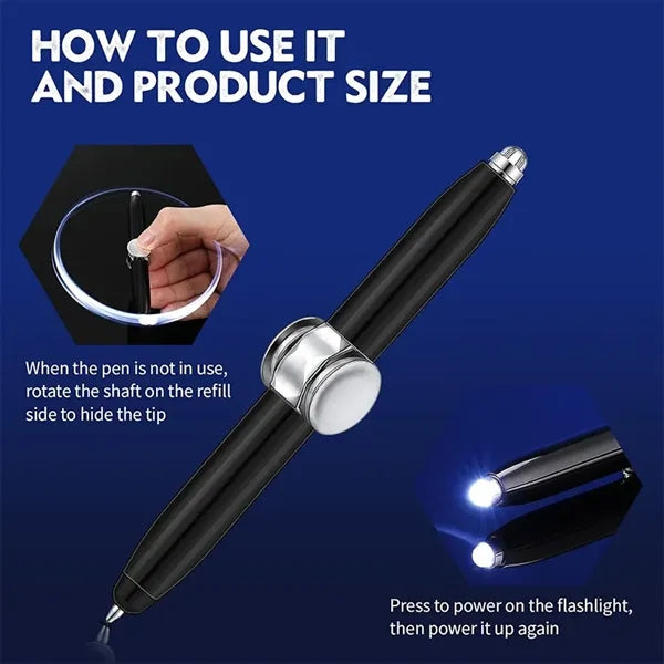 3-in-1 Multifunctional Fidget Spinner Stylus Pen w/LED Light