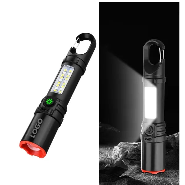 Multi-functional flashlight rechargeable portable outdoor