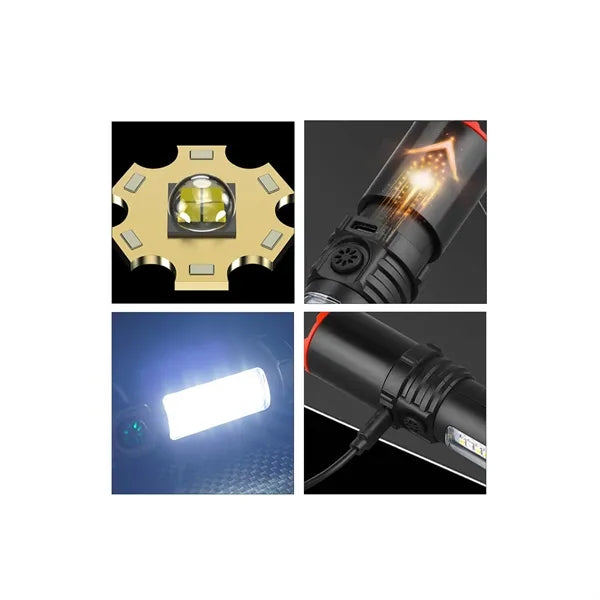 Multi-functional flashlight rechargeable portable outdoor