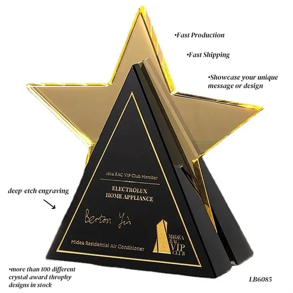 Crystal Trophy Award Star Shape