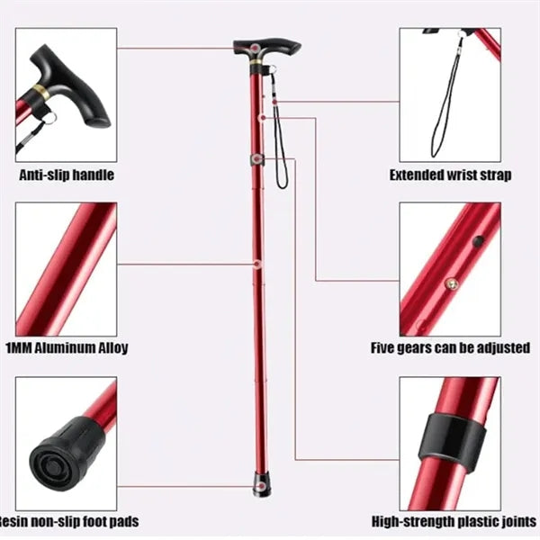 Walking Stick Foldable Aid Lightweight Trekking Pole