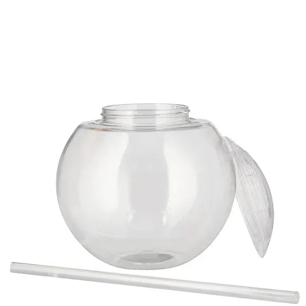 Plastic round disco ball shape drink cup with straw and lid