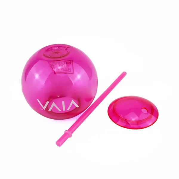 Plastic round disco ball shape drink cup with straw and lid