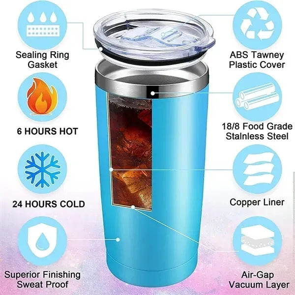 20oz Stainless Steel Tumbler with Lid and Straw