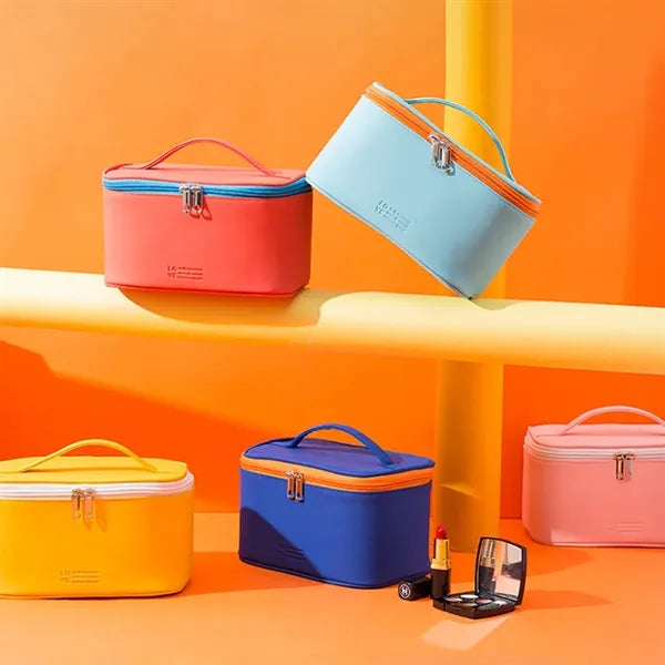 Portable Travel Zipper Cosmetic PU Storage Bag Waterproof