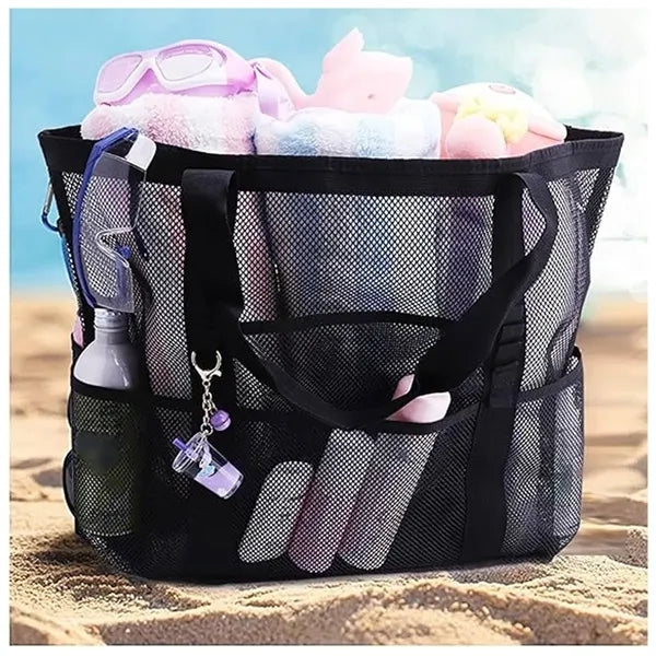 Durable Nylon Beach Bag Hand-Held Mesh Duffel Travel Tote