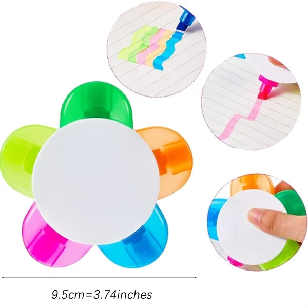 5 Color Flower Shape Highlighter Pens