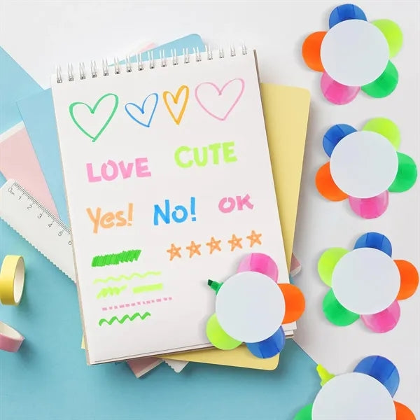 5 Color Flower Shape Highlighter Pens