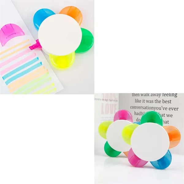 5 Color Flower Shape Highlighter Pens