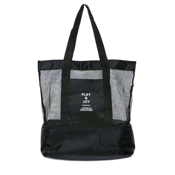 Mesh Beach Tote Bag with zippers Top Insulated Picnic Cooler