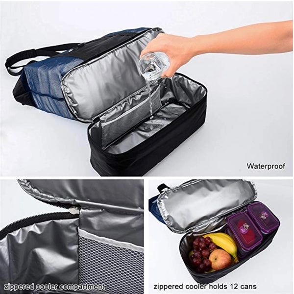 Mesh Beach Tote Bag with zippers Top Insulated Picnic Cooler