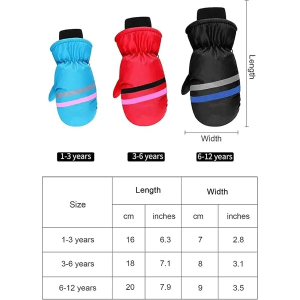 Kids Winter Snow Mittens Waterproof Warm Ski Unisex Gloves