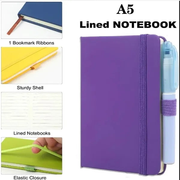 A5 Retro Faux Leather Cover Simple Notepad