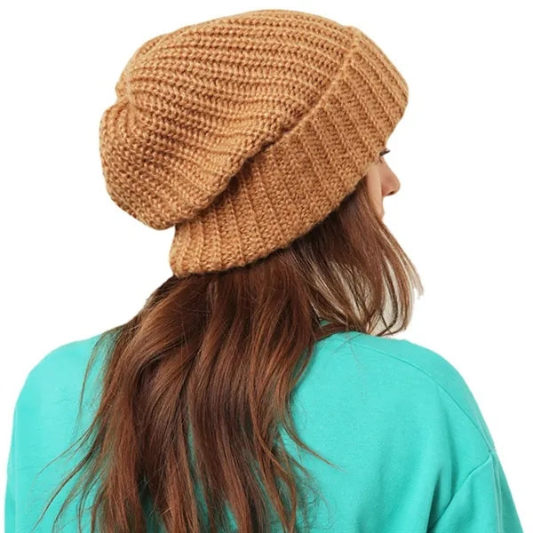 Ribbed Knitted Beanie Winter Skull Cap Snow Ski Hat