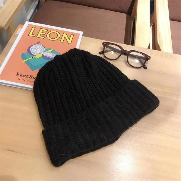 Ribbed Knitted Beanie Winter Skull Cap Snow Ski Hat