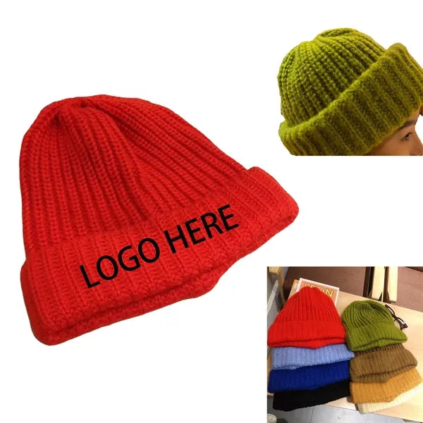 Ribbed Knitted Beanie Winter Skull Cap Snow Ski Hat