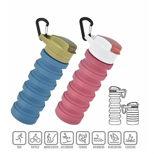 Silicone Foldable Water Bottle Cup with Straw