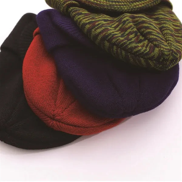 Winter Beanie Hat with Brim Knit Visor Caps