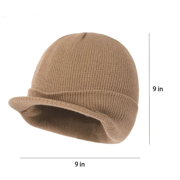 Winter Beanie Hat with Brim Knit Visor Caps