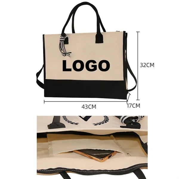 Durable 2-in-1 Canvas Shoulder Tote Bag