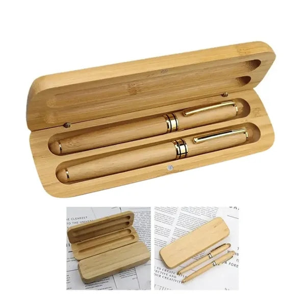 Eco-Friendly Bamboo Wood Pen & Case Executive Gift Set