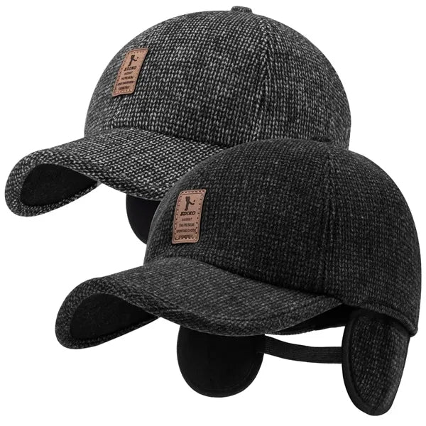 Winter Baseball Cap for Men Outdoor Warm Dad Hat Earflaps