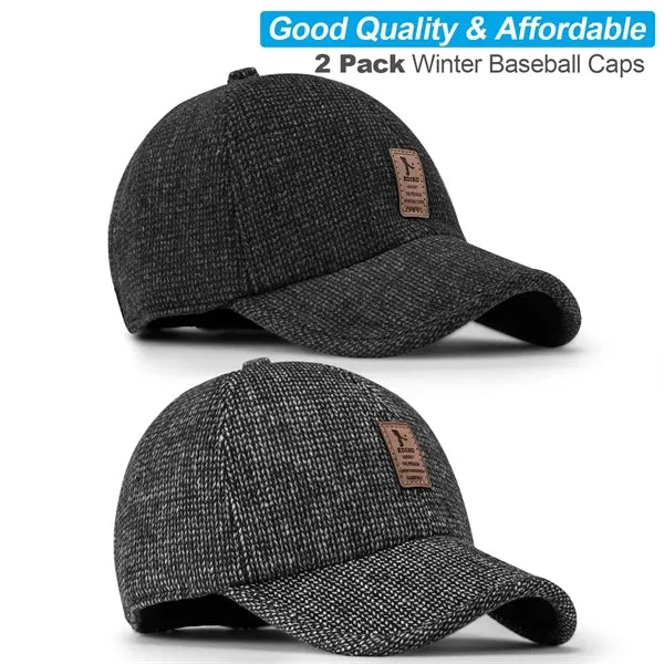 Winter Baseball Cap for Men Outdoor Warm Dad Hat Earflaps