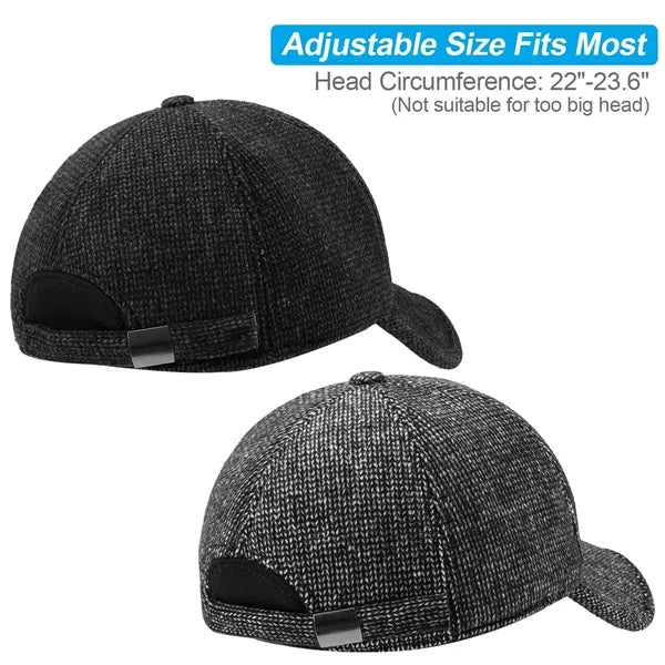Winter Baseball Cap for Men Outdoor Warm Dad Hat Earflaps