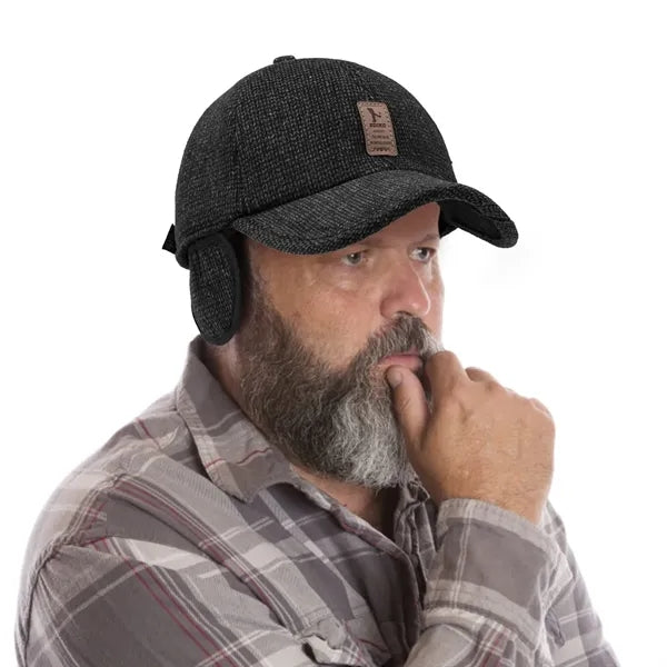 Winter Baseball Cap for Men Outdoor Warm Dad Hat Earflaps