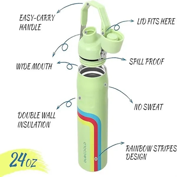 24OZ Water Bottle with Handle and Angled Spout Lid