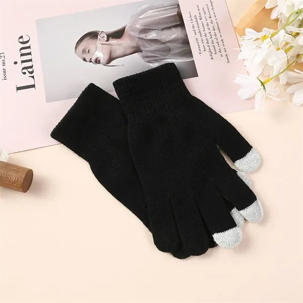 Knitted Touchscreen Cuffed Gloves Winter Stretchy Mittens